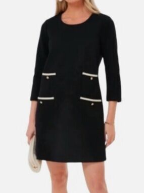Tuckernuck Black Francoise Mod 3/4 Sleeve Classic Mini Dress Size S